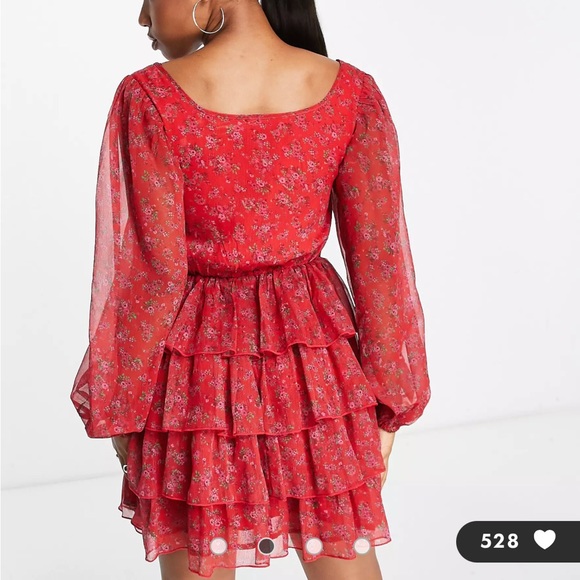 NWOT ASOS Miss Selfridge Rara Chiffon Mini Dress - Picture 4 of 9